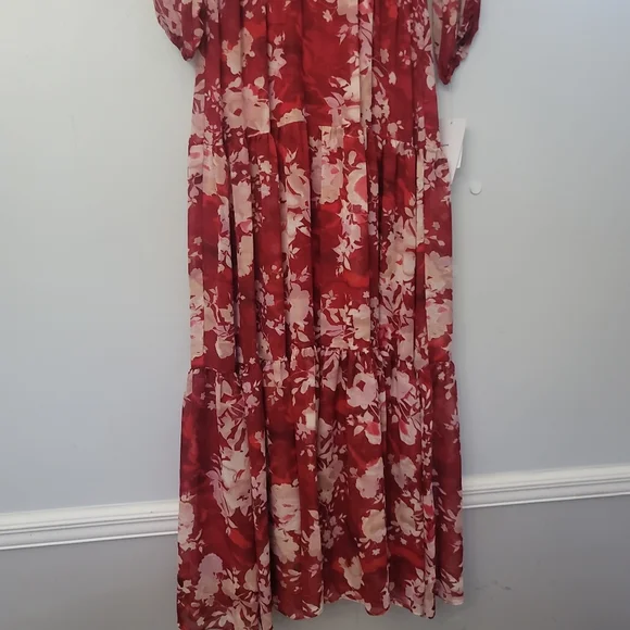 Maison Tara Floral Chiffon 3/4 Sleeve Maxi Dress - Picture 8 of 10